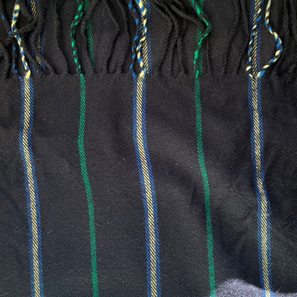 Christian Dior Vintage Dark Blue Plaid Scarf with Fringe - Picture 5 of 7